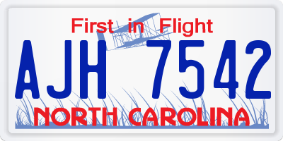 NC license plate AJH7542