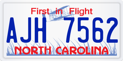 NC license plate AJH7562