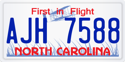 NC license plate AJH7588