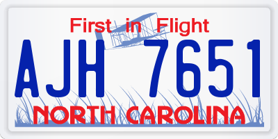 NC license plate AJH7651