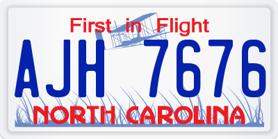 NC license plate AJH7676