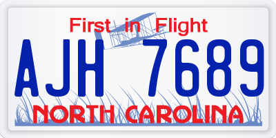 NC license plate AJH7689