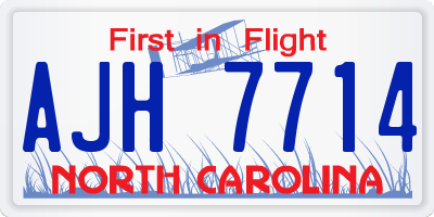 NC license plate AJH7714