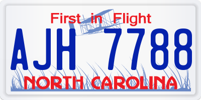 NC license plate AJH7788