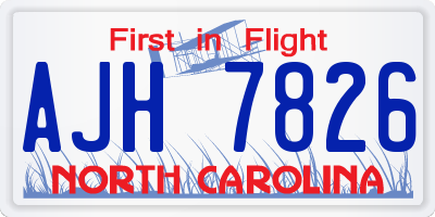 NC license plate AJH7826