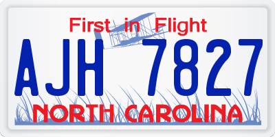 NC license plate AJH7827