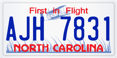 NC license plate AJH7831