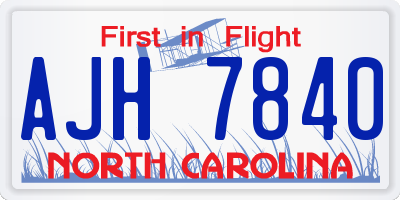 NC license plate AJH7840