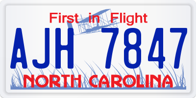 NC license plate AJH7847
