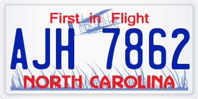 NC license plate AJH7862