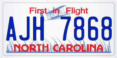 NC license plate AJH7868