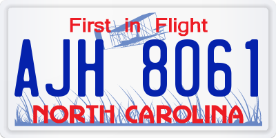 NC license plate AJH8061