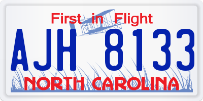 NC license plate AJH8133