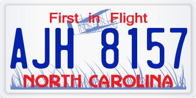 NC license plate AJH8157