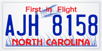 NC license plate AJH8158