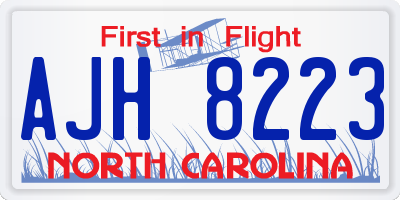 NC license plate AJH8223