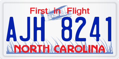 NC license plate AJH8241