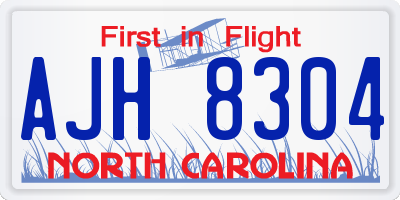 NC license plate AJH8304