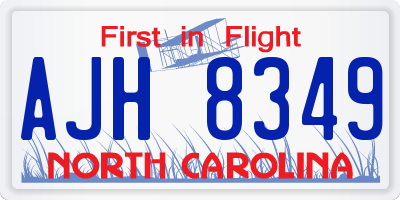 NC license plate AJH8349