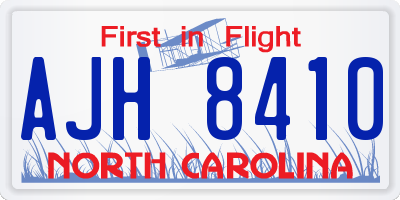NC license plate AJH8410