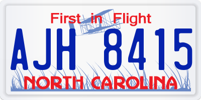 NC license plate AJH8415