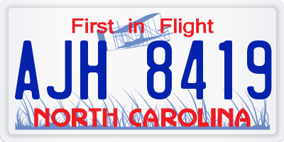 NC license plate AJH8419