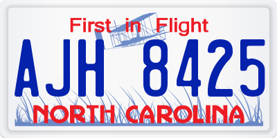 NC license plate AJH8425