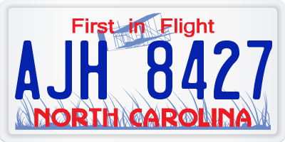 NC license plate AJH8427