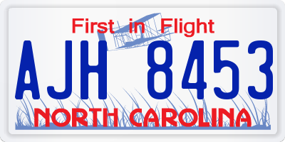 NC license plate AJH8453