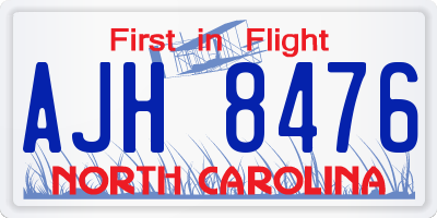 NC license plate AJH8476