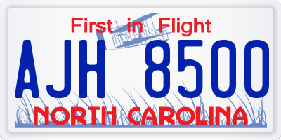 NC license plate AJH8500