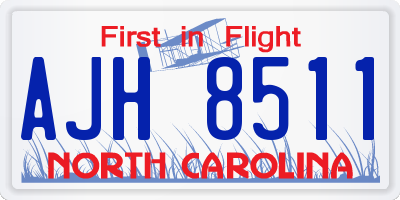 NC license plate AJH8511