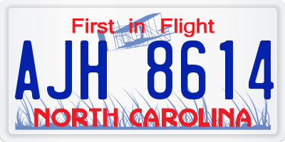 NC license plate AJH8614