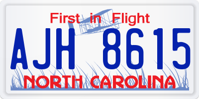 NC license plate AJH8615