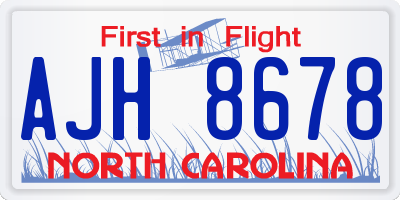 NC license plate AJH8678