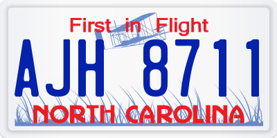 NC license plate AJH8711