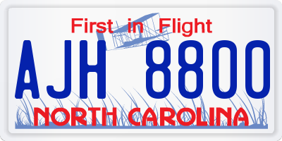 NC license plate AJH8800