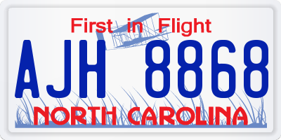 NC license plate AJH8868