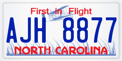 NC license plate AJH8877