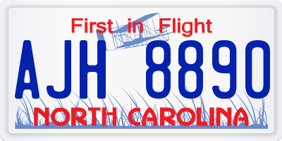 NC license plate AJH8890