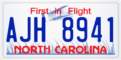 NC license plate AJH8941
