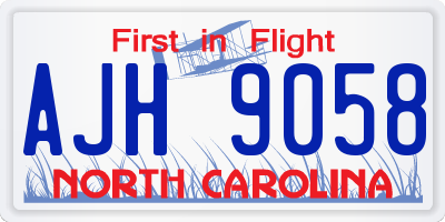 NC license plate AJH9058