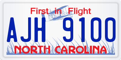 NC license plate AJH9100