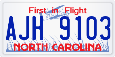 NC license plate AJH9103