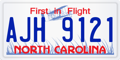 NC license plate AJH9121