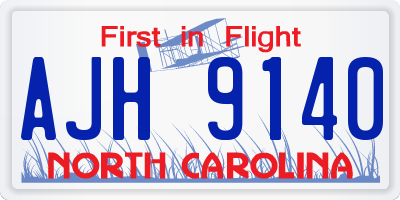 NC license plate AJH9140