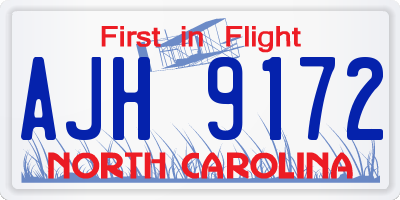 NC license plate AJH9172