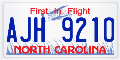 NC license plate AJH9210