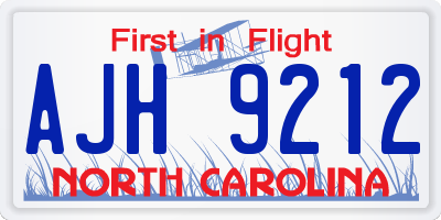 NC license plate AJH9212