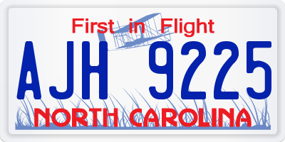 NC license plate AJH9225